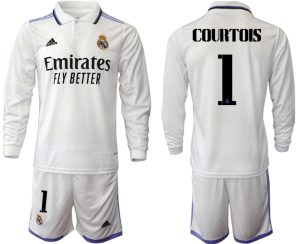 Moški Nogometni dresi Real Madrid Domači 2023 Dolgi Rokav + Kratke hlače COURTOIS 1