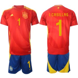 Kupiti Moški Nogometni dresi kompleti Španija Domači Euro 2024 Iker Casillas 1